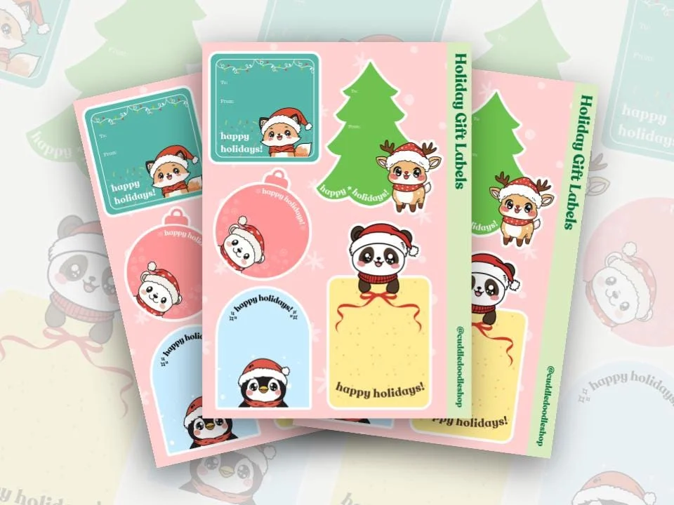 Cute Animal Holiday Gift Labels