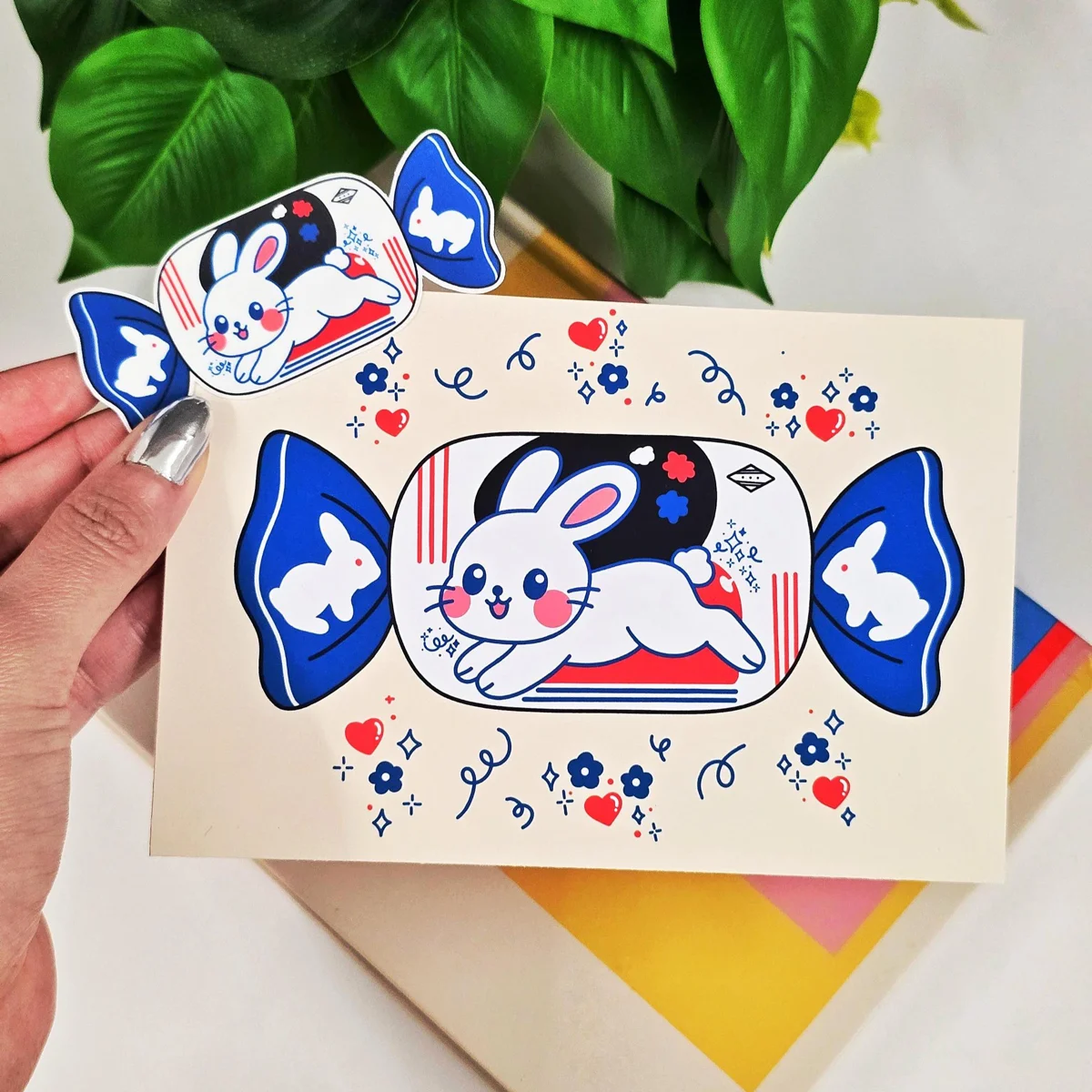 White Rabbit Candy Bunny Sticker or Art Print