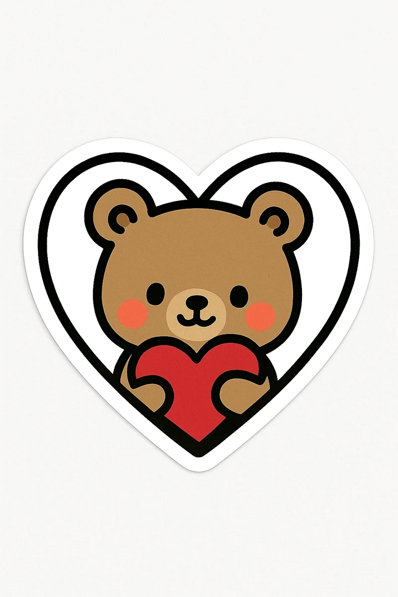 Cuddle and Doodle bear holding a heart